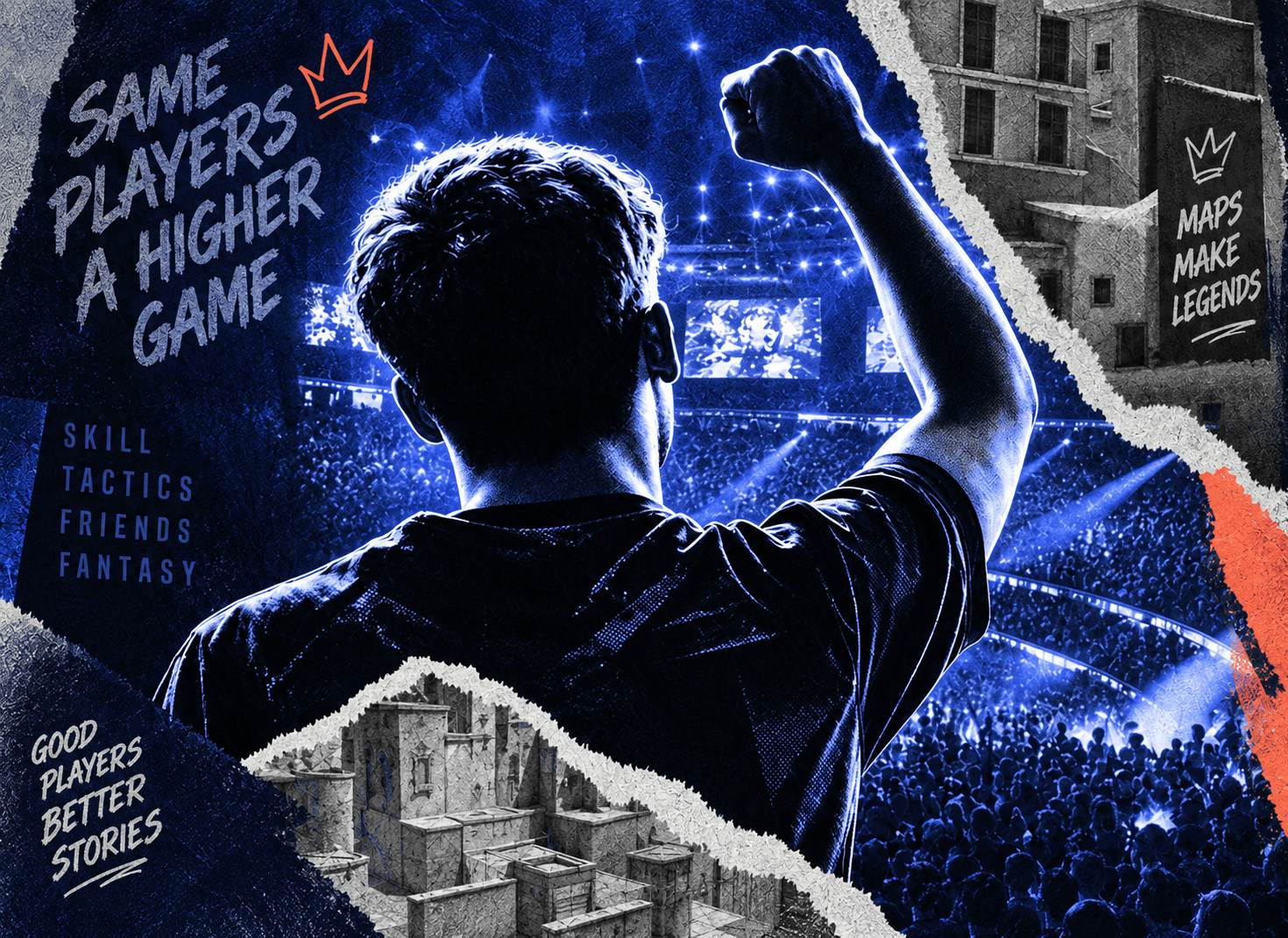 Arena de esports en una composición editorial